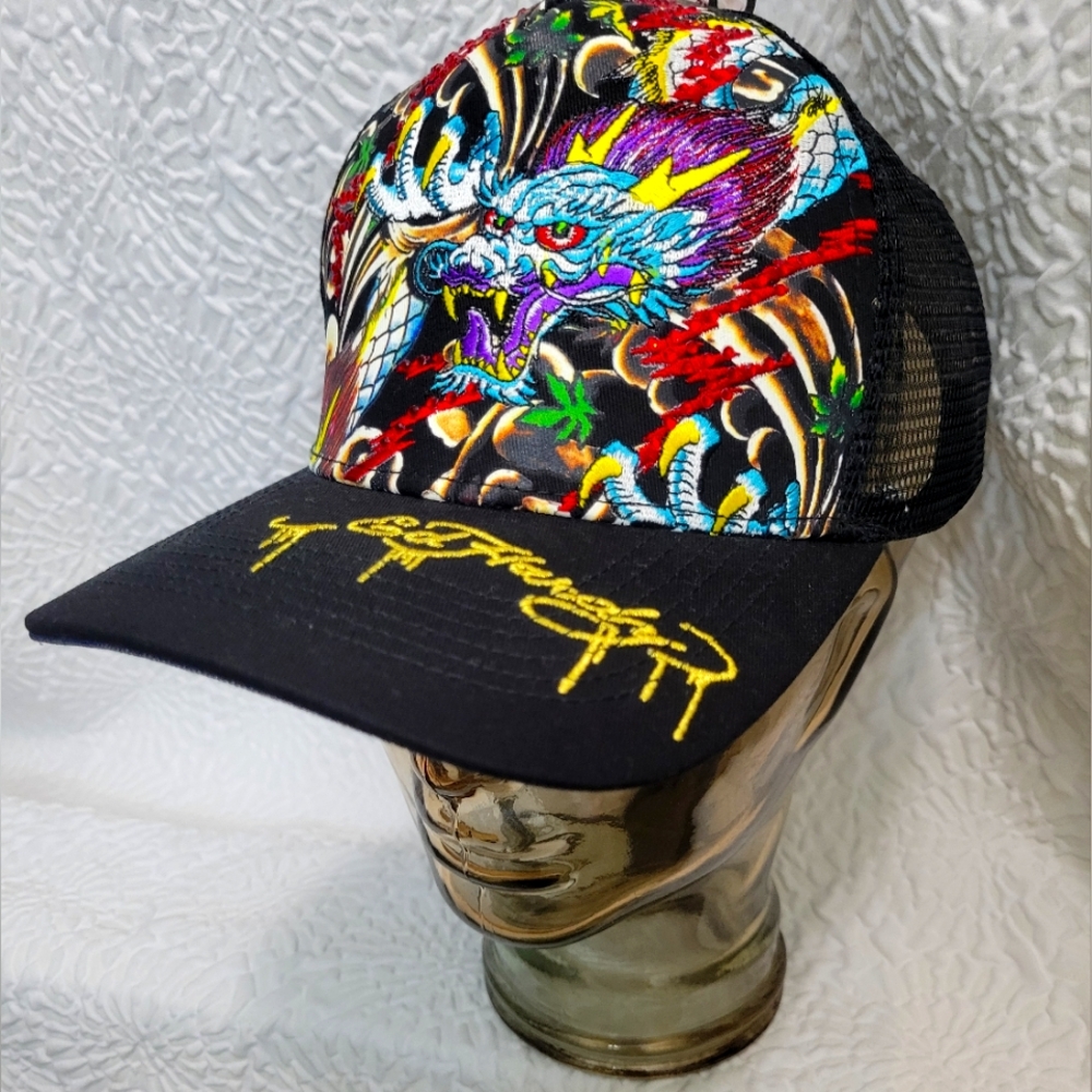 🎋Ed Hardy Embroidered Rhinestone Dragon Cap - Picture 8 of 13